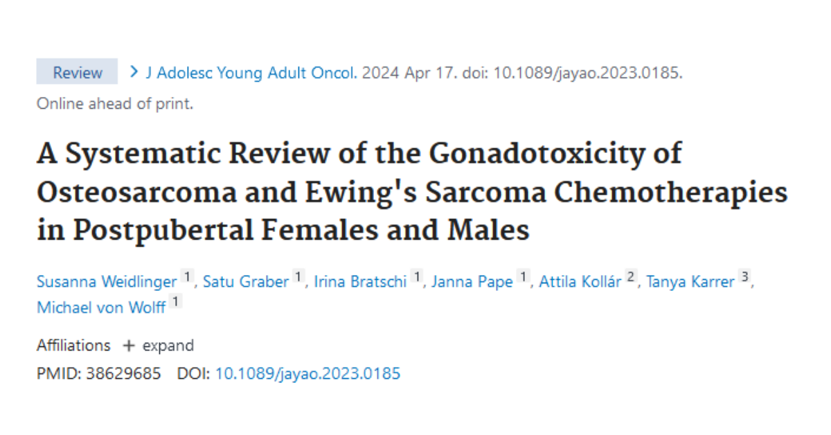 A Systematic Review of the Gonadotoxicity of Osteosarcoma and Ewing's Sarcoma Chemotherapies in Postpubertal Females and Males 