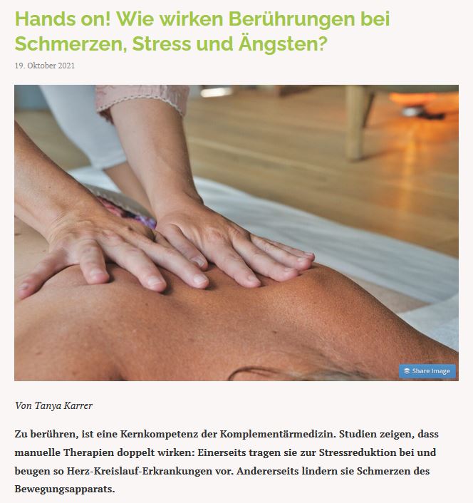 Berührungen bei Schmerzen, Stress und Ängsten